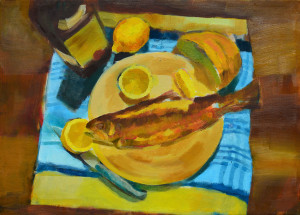 028. Halas csendélet asztalon / Fish still life on table  